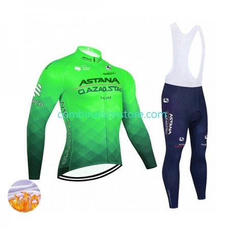 Maillot Cyclisme Hiver + Collant à Bretelles 2022 Astana Qazaqstan Team N003